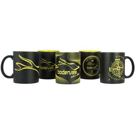 Bodensee Kollektion "Mettnau" - Tasse grün / weiß, Wellen mit Bodensee mein See