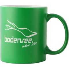 Bodensee Kollektion "Mettnau" - Tasse grün / weiß, Wellen mit Bodensee mein See