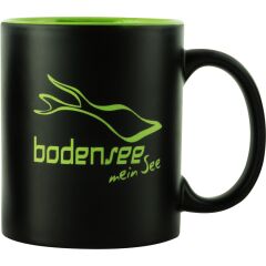 Bodensee Kollektion "Mettnau" - Tasse grün / weiß, Wellen mit Bodensee mein See