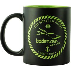Bodensee Kollektion "Mettnau" - Tasse grün / weiß, Wellen mit Bodensee mein See