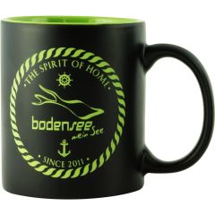Bodensee Kollektion "Mettnau" - Tasse grün / weiß, Wellen mit Bodensee mein See