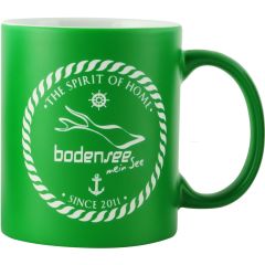 Bodensee Kollektion "Mettnau" - Tasse grün / weiß, Wellen mit Bodensee mein See