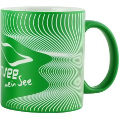 Bodensee Kollektion "Mettnau" - Tasse grün / weiß, Wellen mit Bodensee mein See