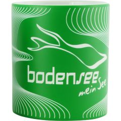 Bodensee Kollektion "Mettnau" - Tasse grün / weiß, Wellen mit Bodensee mein See